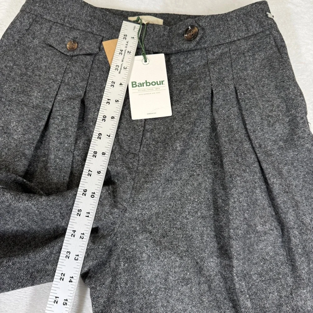 Barbour Veronica Wide Leg Trouser Gray Wool Blend Tweed Pants LTR0370MI11 Size 6